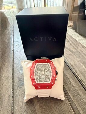 ACTIVA Orange and White Skeleton Dial Sport Watch